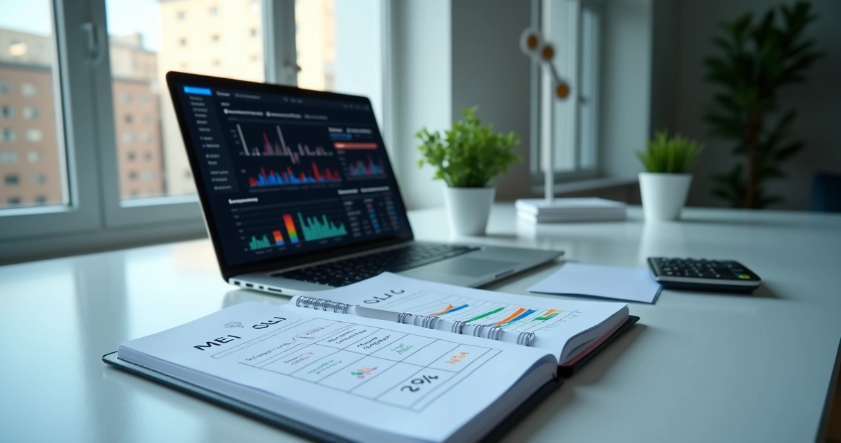 Gestor de tráfego autônomo comparando opções de abertura de empresa em mesa de trabalho